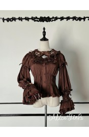 Alice Girl Bear Chocolate Long Sleeve Blouse(1st Pre-Order/3 Colours/Full Payment Without Shipping)